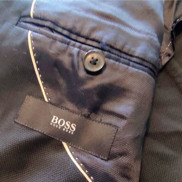 Hugo Boss Guabello Italy Super 130 Black Dual Vent Blazer Sport Jacket 44R - Picture 9 of 10